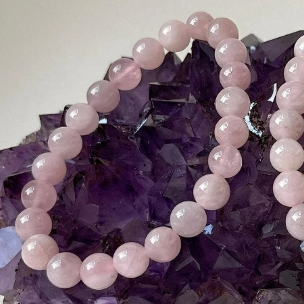 Rose Quartz A++ Crystal Pink Beaded Bracelet Love Gemstone 10mm - Picture 5 of 6